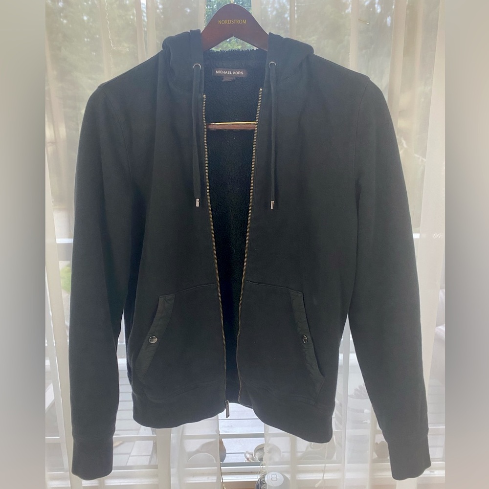 Michael Kors Cotton Blend Black Zip Up Hoodie Medium